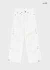 Henna Snap Button Rivet Straight Cotton Pants