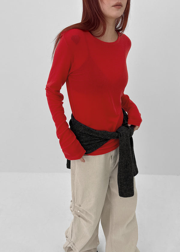 Polite Round Tencel Long Sleeve T-shirt