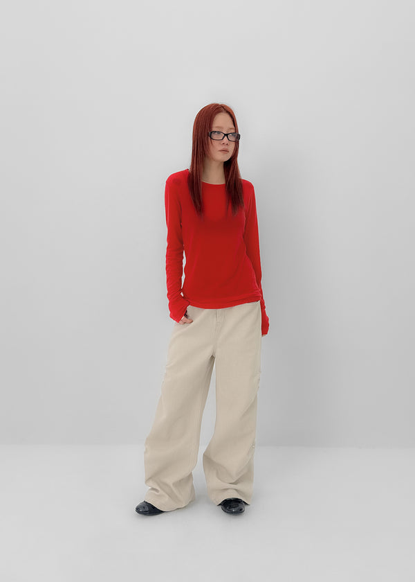 Polite Round Tencel Long Sleeve T-shirt