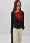 Vermeil Layered Wrap Knit Long Sleeve T-shirt