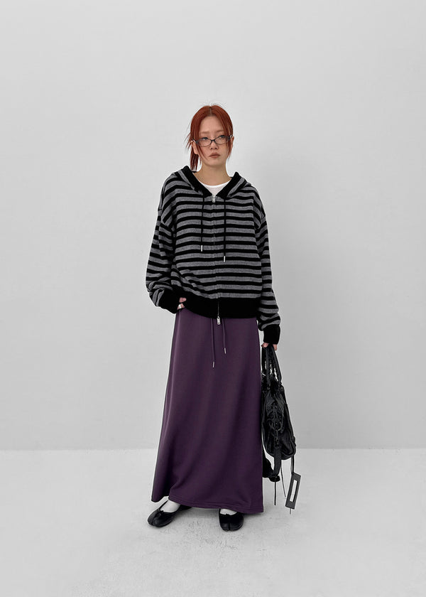 [MADE] Tiruver Stripe Knit Hooded Zip-up