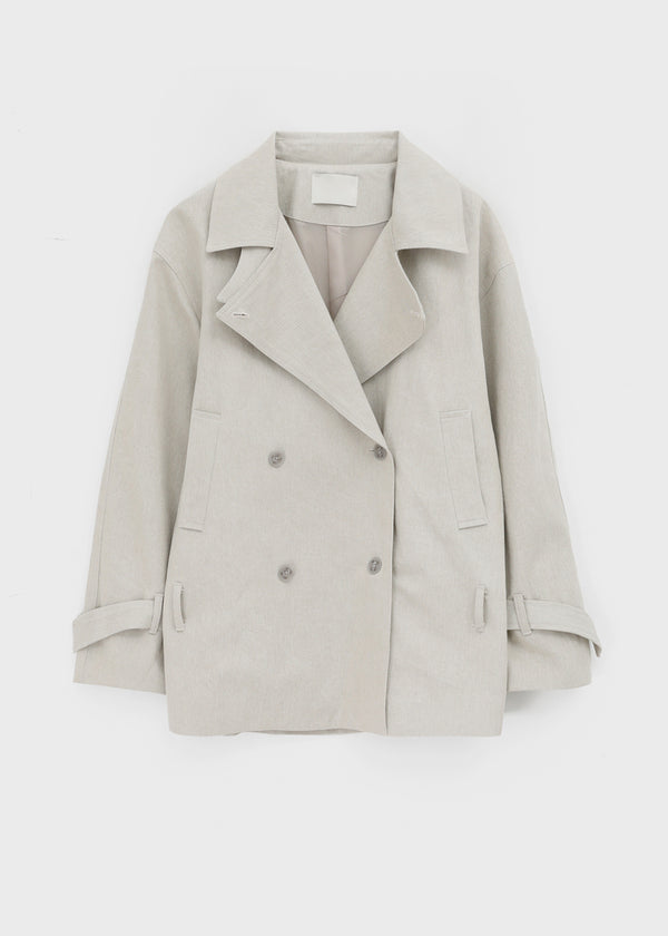 Cologne Double-button High-neck Trench Jacket