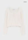 Renemu Square Neck Lace Long Sleeve T-shirt