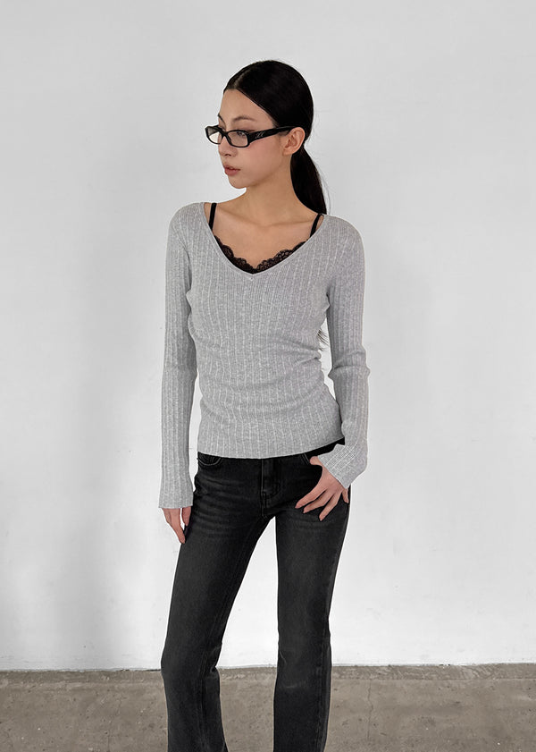 [MADE] Dearly V-Neck Ribbed Knit