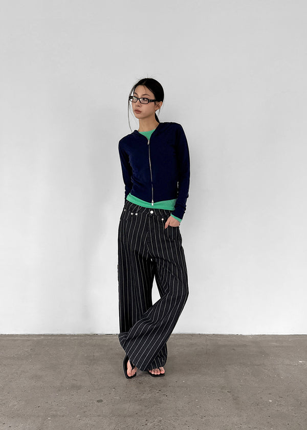 Jinol Bijo Striped Wide Denim Pants