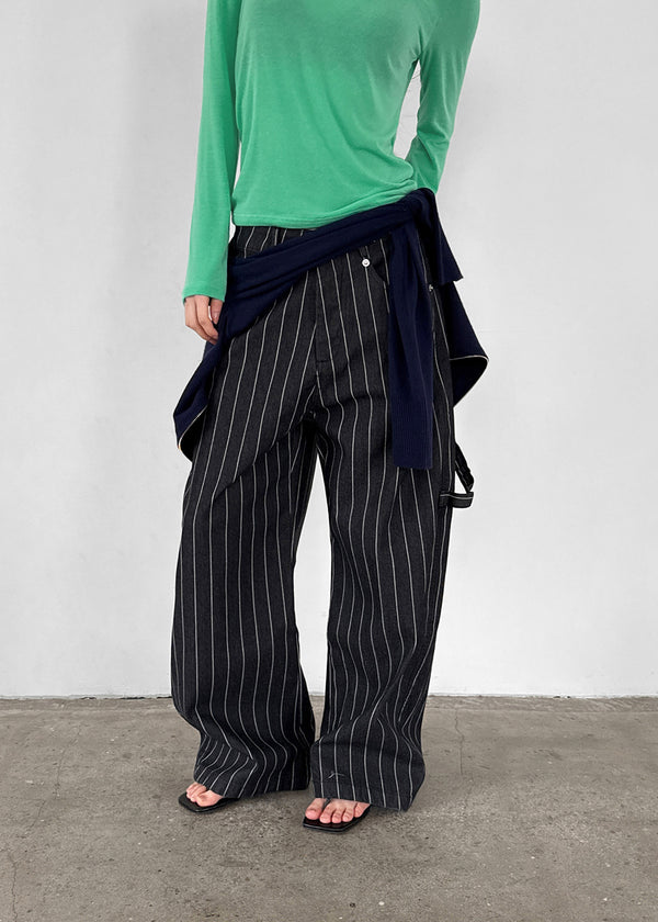 Jinol Bijo Striped Wide Denim Pants