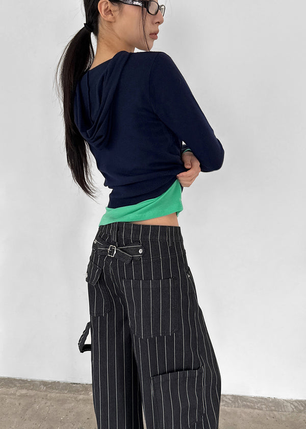 Jinol Bijo Striped Wide Denim Pants