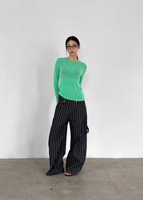 Jinol Bijo Striped Wide Denim Pants