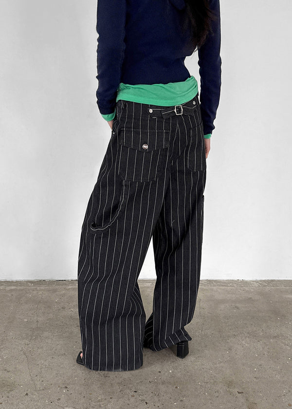 Jinol Bijo Striped Wide Denim Pants
