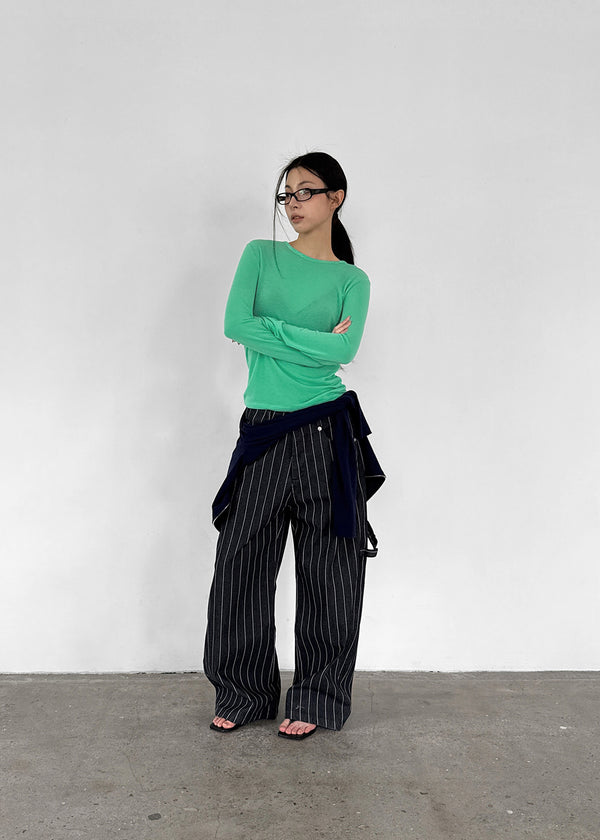 Jinol Bijo Striped Wide Denim Pants