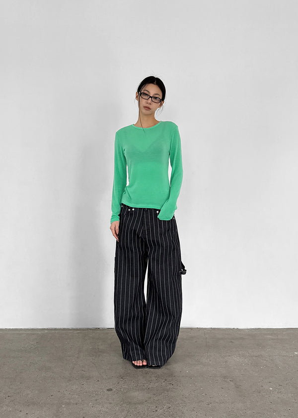 Polite Round Tencel Long Sleeve T-shirt