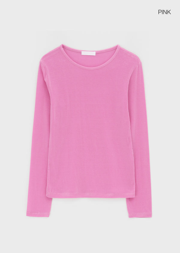 Polite Round Tencel Long Sleeve T-shirt