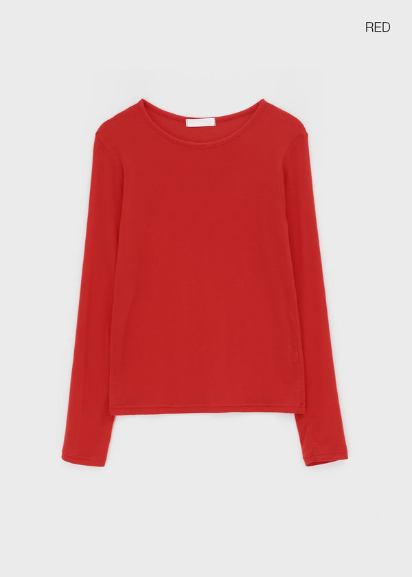 Polite Round Tencel Long Sleeve T-shirt