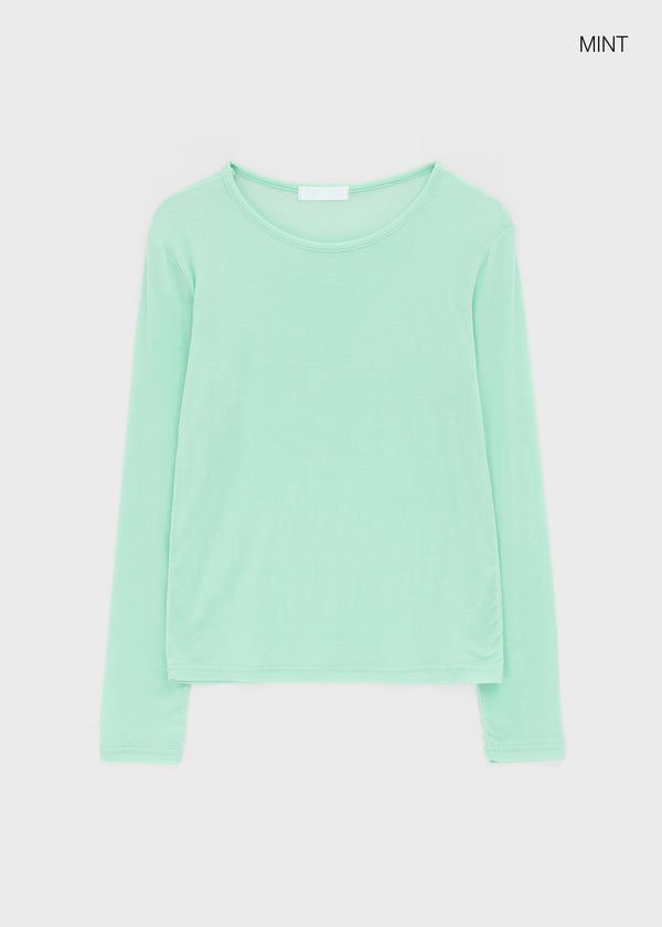 Polite Round Tencel Long Sleeve T-shirt