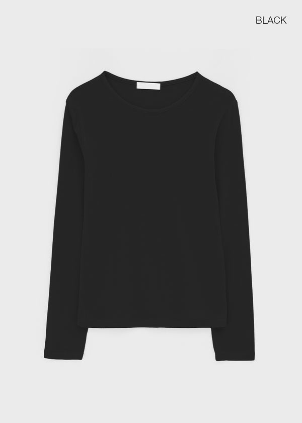 Polite Round Tencel Long Sleeve T-shirt