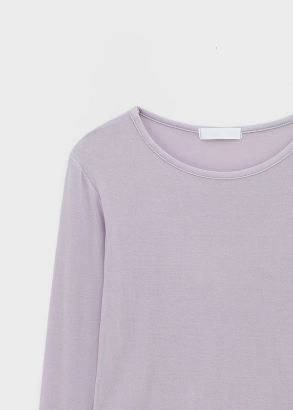 Polite Round Tencel Long Sleeve T-shirt