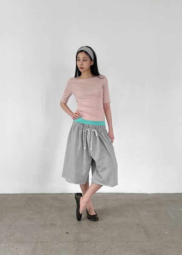 Tnancy Double Belt Cutout Bermuda Pants