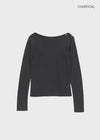 Teroti Boat Neck Shoulder Button Long Sleeve T-shirt
