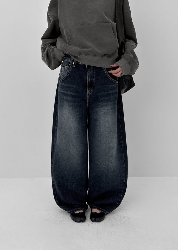 Beltiru Snap Balloon Wide Denim Pants