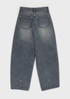 Beltiru Snap Balloon Wide Denim Pants