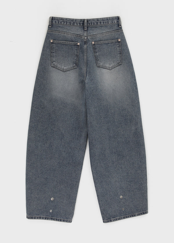 Beltiru Snap Balloon Wide Denim Pants