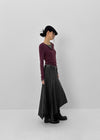 Stit Stripe Unbalanced Long Skirt (Belt Set)