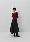 Stit Stripe Unbalanced Long Skirt (Belt Set)