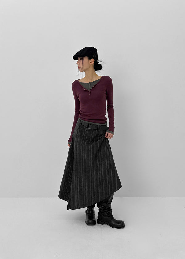 [MADE] Yusia Layered Snap Long Sleeve T-shirt