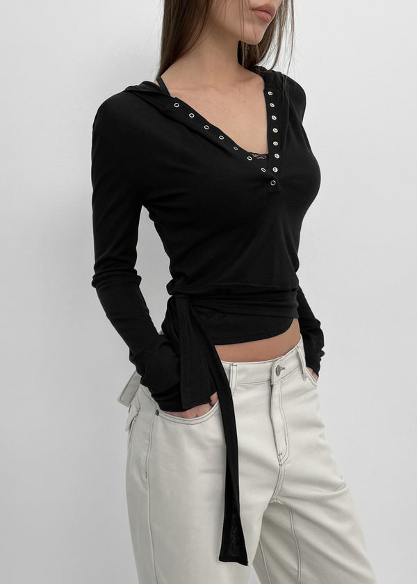 [MADE] Puria Strap Hooded Long-Sleeve T-Shirt