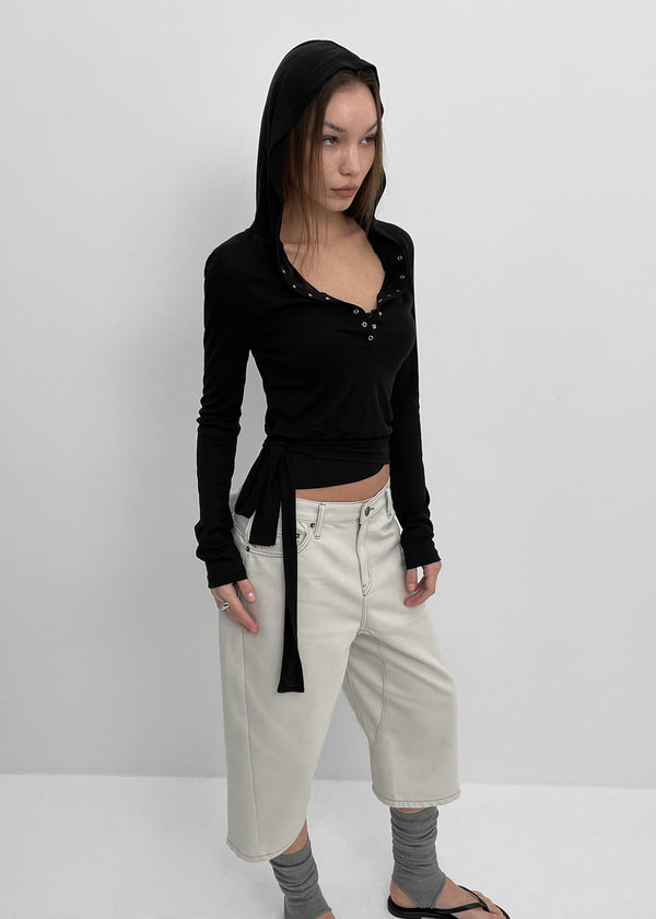 [MADE] Puria Strap Hooded Long-Sleeve T-Shirt