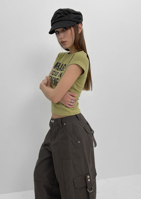 [MADE] Elsie Lettering Round-Neck Short-Sleeve T-Shirt