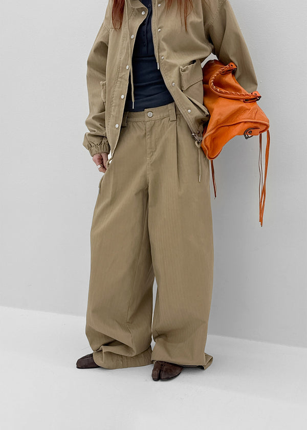 [MADE] Girliven Herringbone Single-Tuck Wide Pants