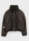 Shaddon Belted High Neck Leather Jacket