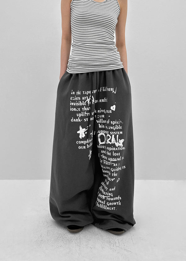 Holnan Lettering Wide String Pants