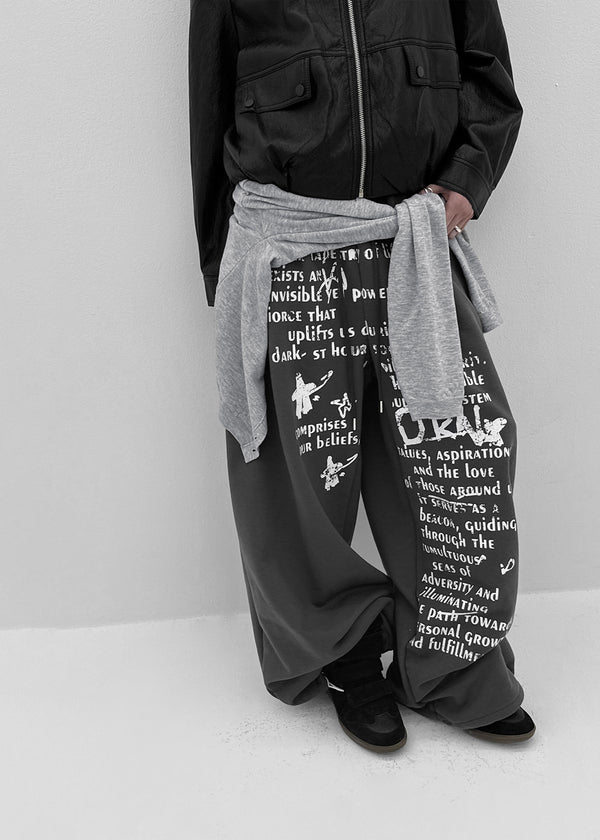 Holnan Lettering Wide String Pants