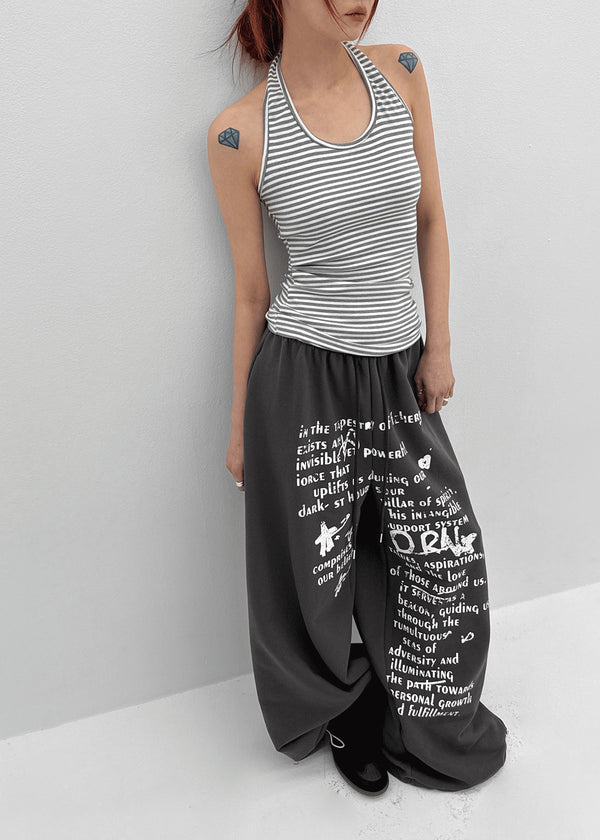 Tuan Stripe Long Halter Neck Sleeveless