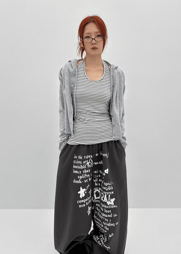 Tuan Stripe Long Halter Neck Sleeveless