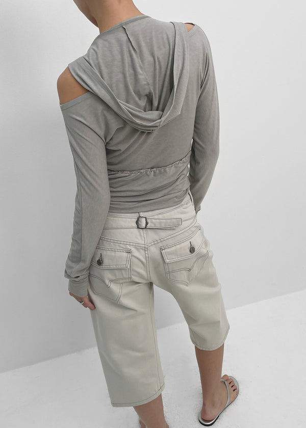 [MADE] Shailet SET - Halter Hood Sleeveless Top, Boat Neck Long Sleeve T-Shirt