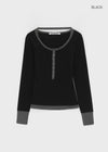 [MADE] Hato Layered Halter Henley-Neck Long-Sleeve Tee