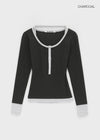 [MADE] Hato Layered Halter Henley-Neck Long-Sleeve Tee