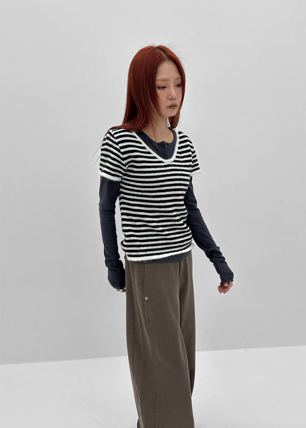 Vanilling Henley Neck Tension Long Sleeve T-shirt