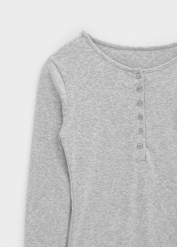 Vanilling Henley Neck Tension Long Sleeve T-shirt