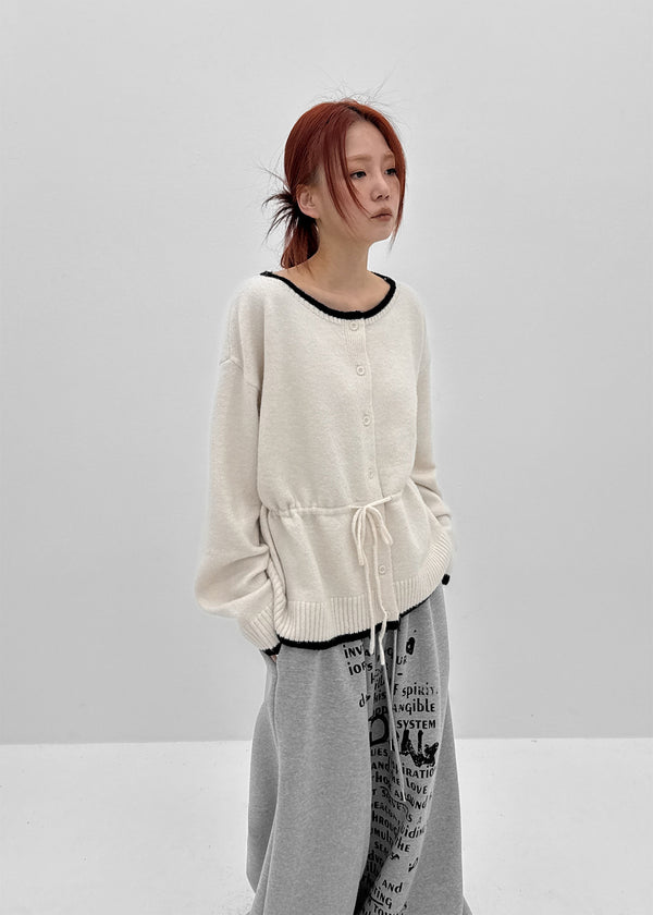 Shabu Strap Color Block Wool Knit Cardigan