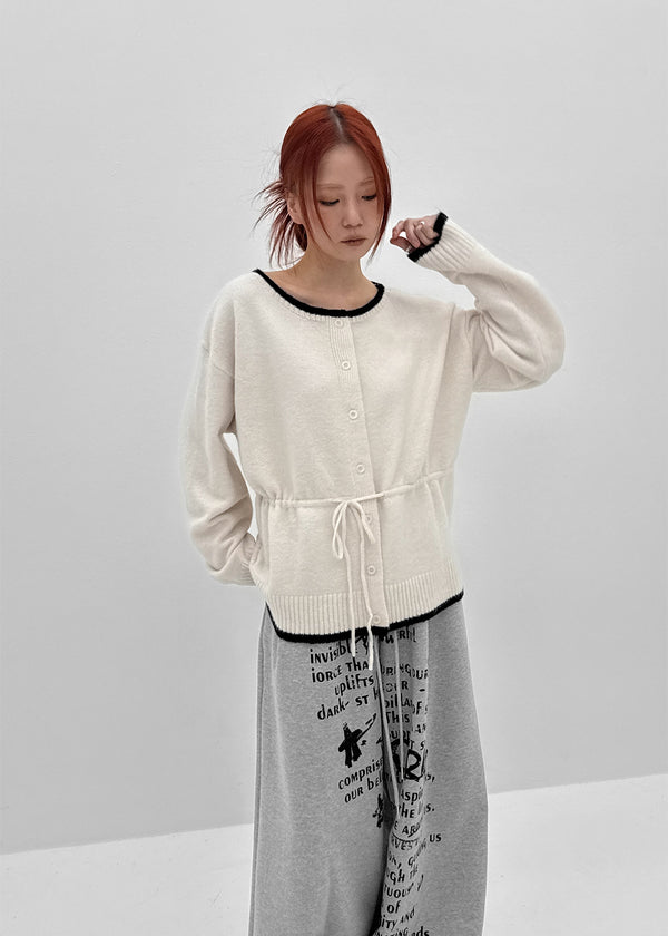 Shabu Strap Color Block Wool Knit Cardigan