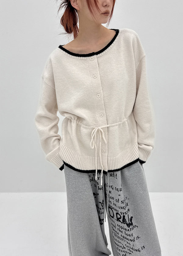 Shabu Strap Color Block Wool Knit Cardigan