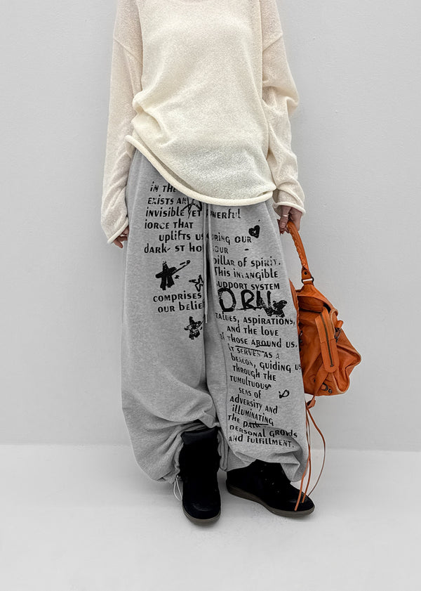 Holnan Lettering Wide String Pants