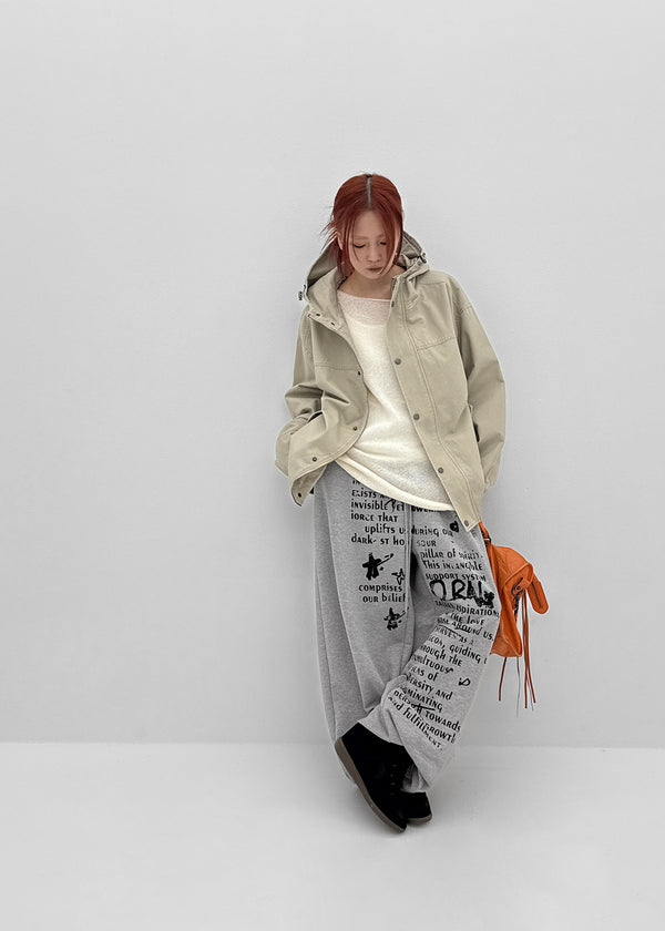 Holnan Lettering Wide String Pants