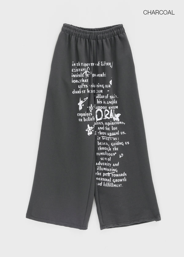 Holnan Lettering Wide String Pants