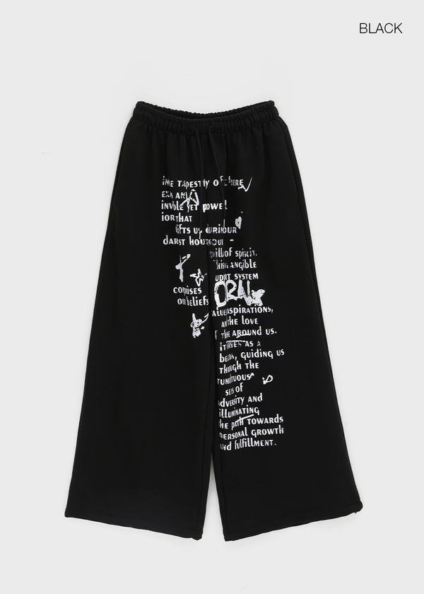 Holnan Lettering Wide String Pants