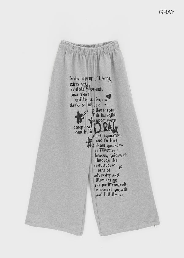 Holnan Lettering Wide String Pants